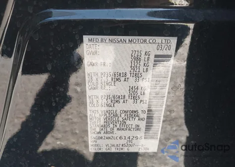 2020 Nissan Pathfinder S 2Wd from USA, damaged, VIN 5N1DR2AN2LC614298